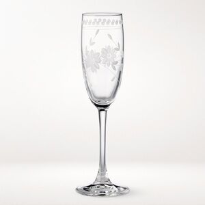 Williams Sonoma Etched Floral Champagne Flute